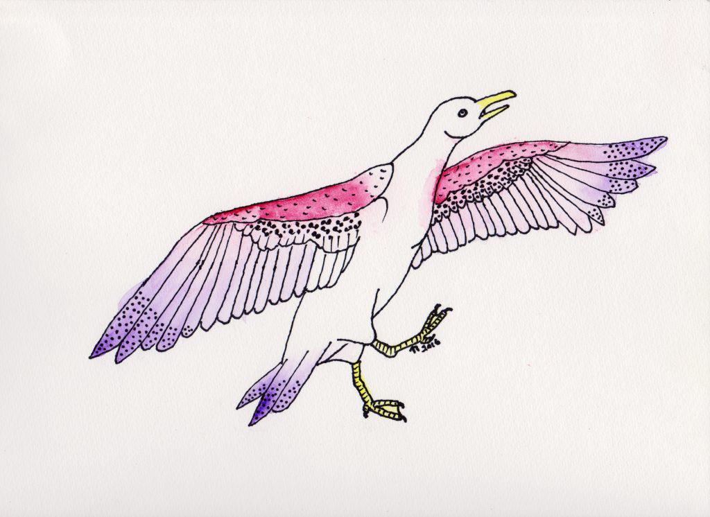 Strange Bird 9: Stylish Spotted Seagull by Linda Ursin