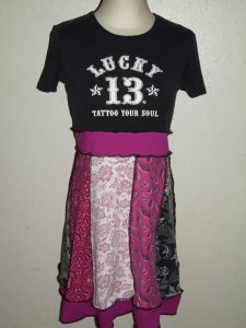 Upcycled Tshirt Dress with Lucky 13