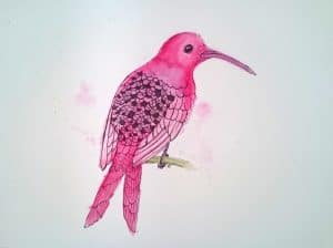 Strange Bird 3: Motionless Magenta Hummingbird by Linda Ursin
