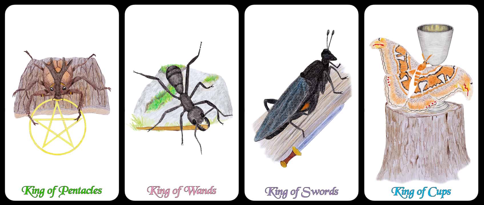 The Kings - The Arthropoda Tarot Deck by Linda Ursin