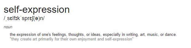 Google's definition of the word self-expression