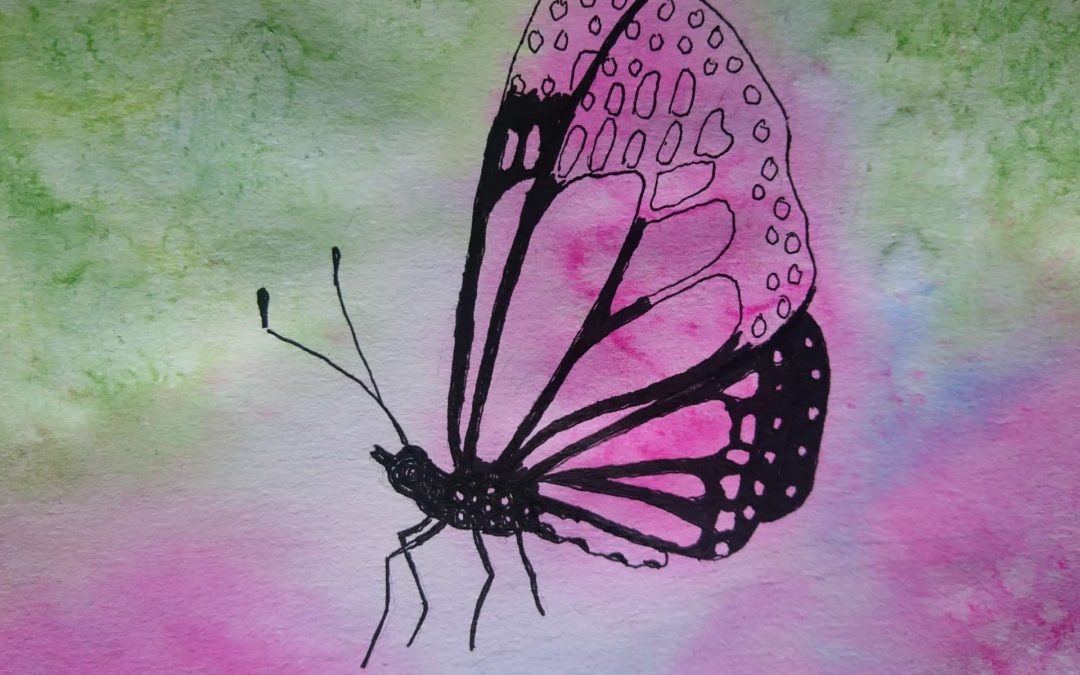 Watercolor painting butterfly