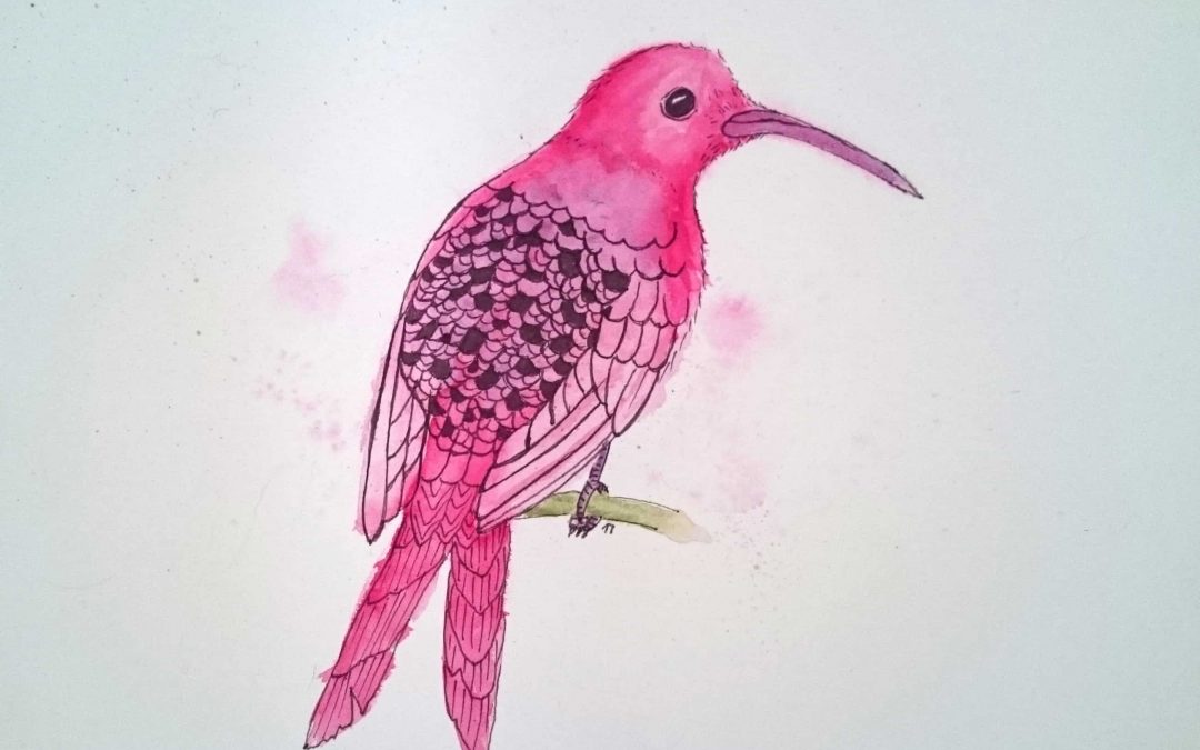 Strange Bird 3: Motionless Magenta Hummingbird by Linda Ursin