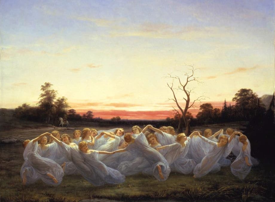 “Ängsälvor” (“The Meadow Elves”) oil painting by Nils Blommérin 1860